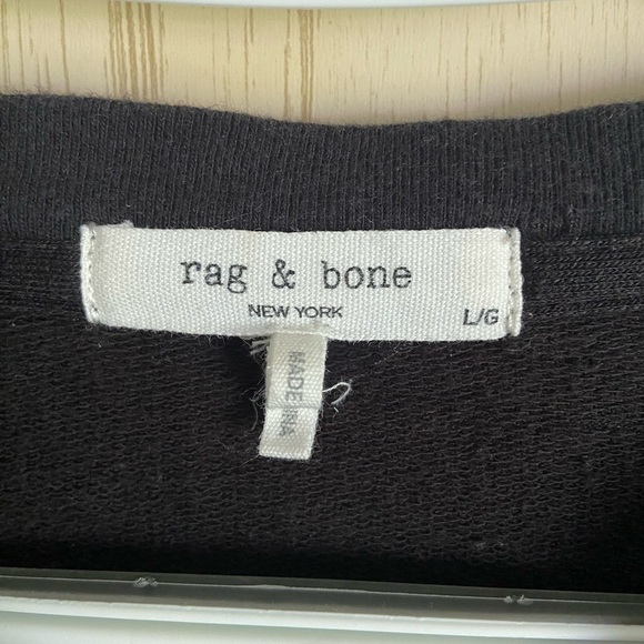 Rag & Bone Black Cotton Long Sleeve Shirt with Contrast Piping Sz Large - Picture 3 of 9